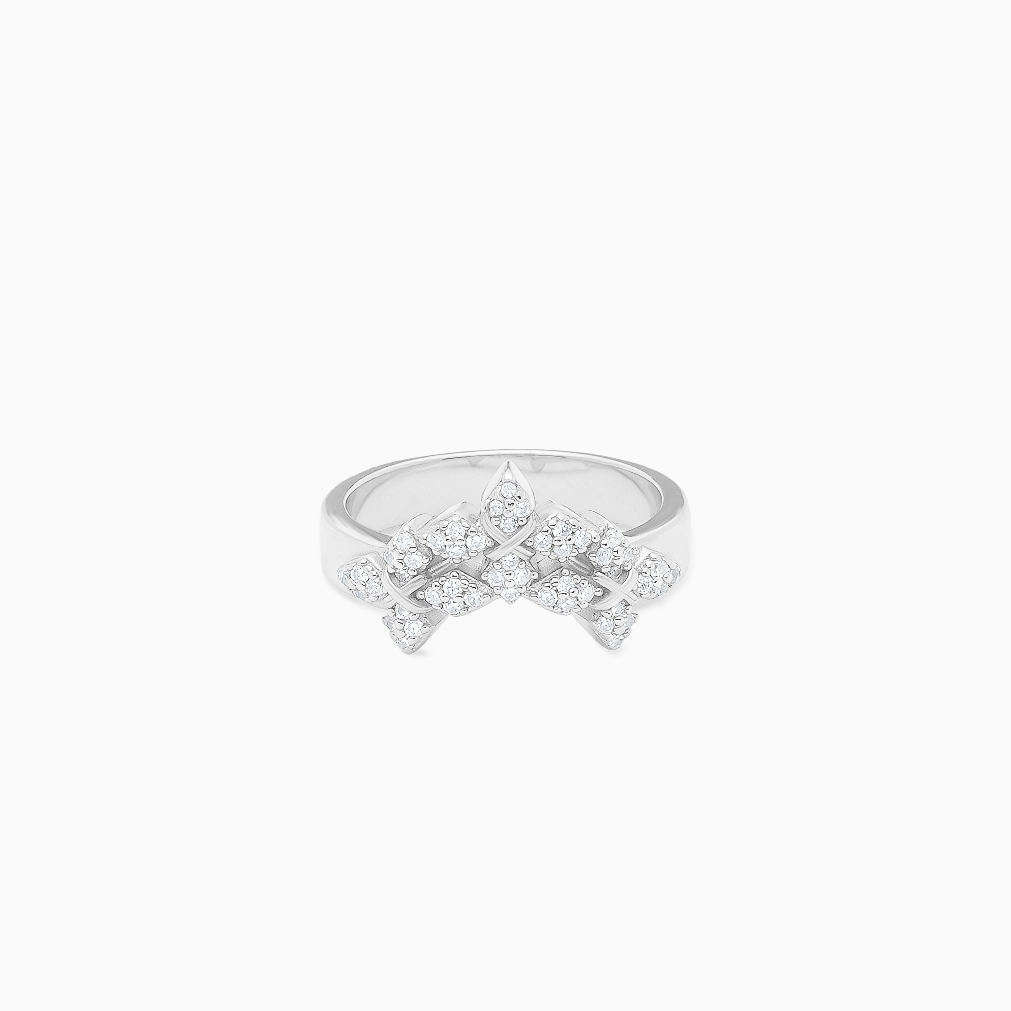 Iced triple crossed star ring - Argenté