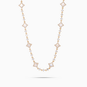Gold Flower Tennis Chain - White Pattern