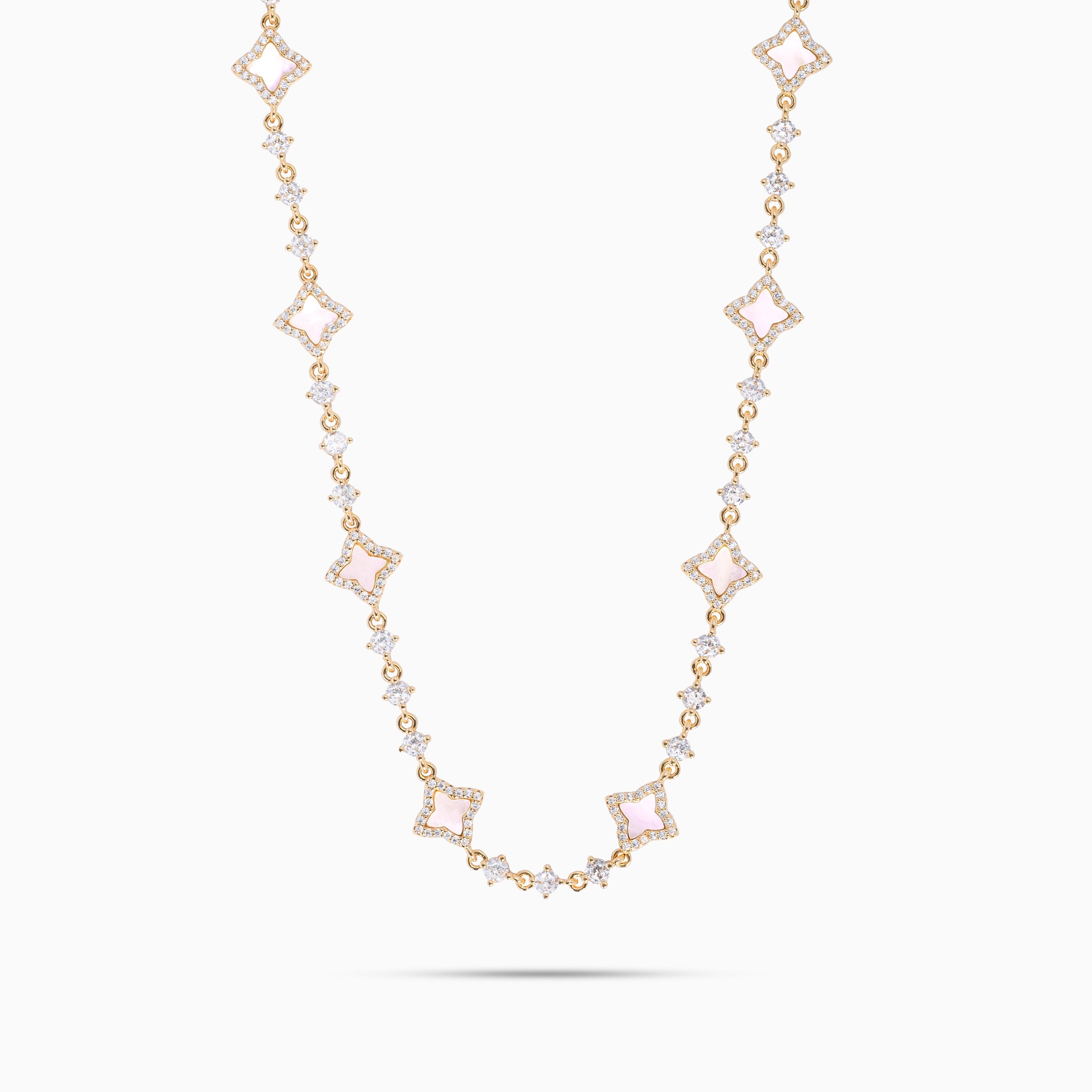 Gold Flower Tennis Chain - Rose Pattern