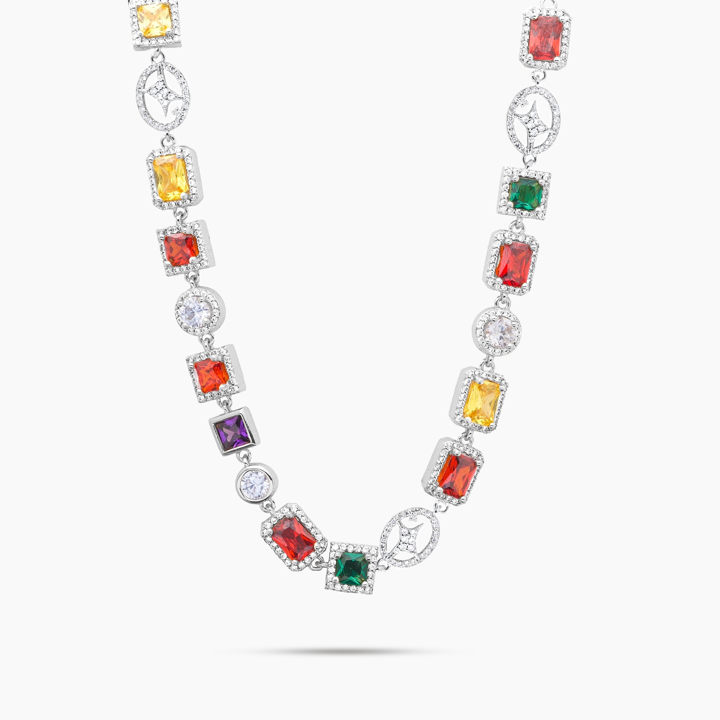 8mm Silver Multi Gemstone Chain