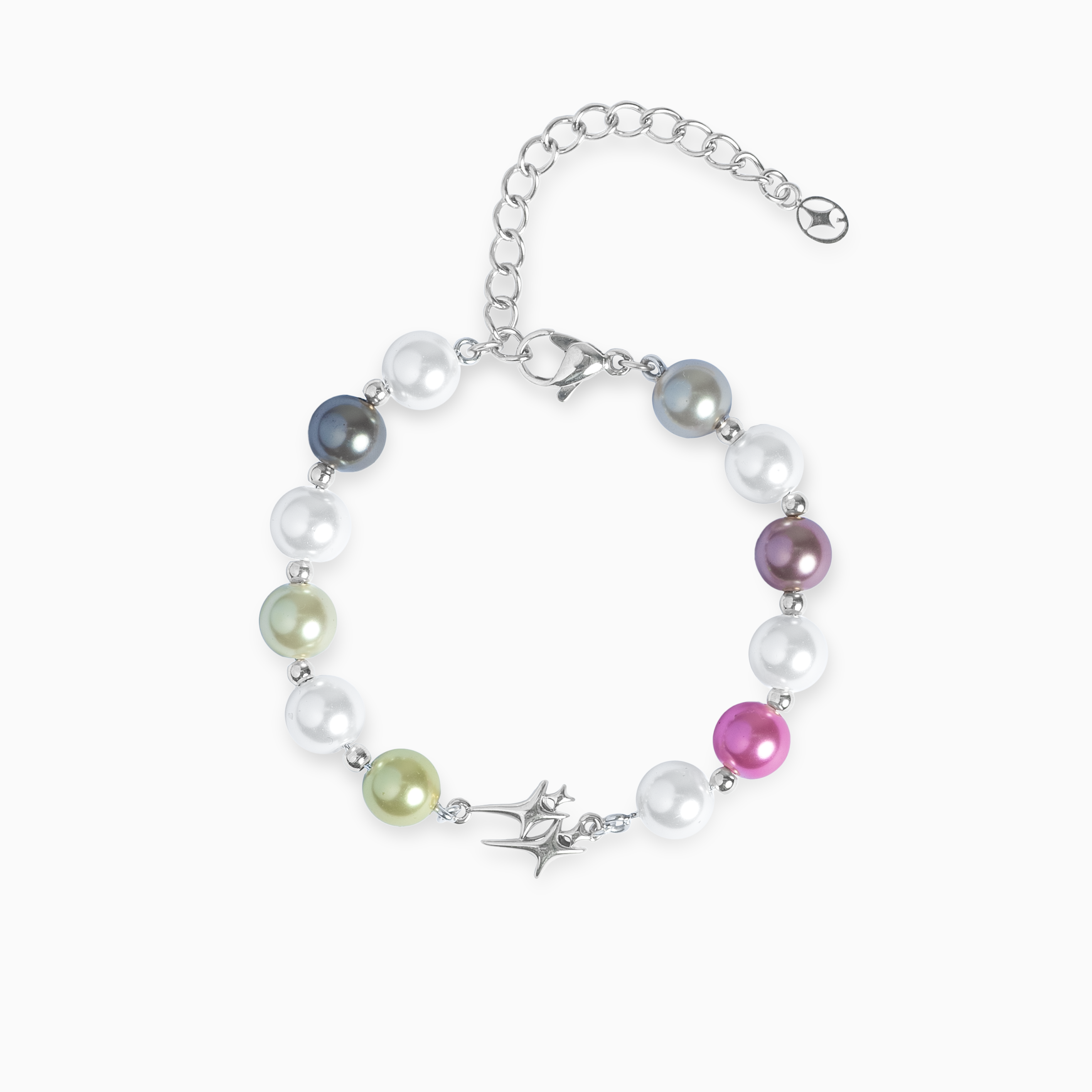 Bracelet Pearl Double Stars Argenté - Multicolore