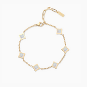 Gold Cable Flower Bracelet - White Pattern