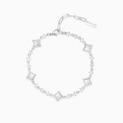 Bracelet Flower Tennis Argenté - Motif Blanc