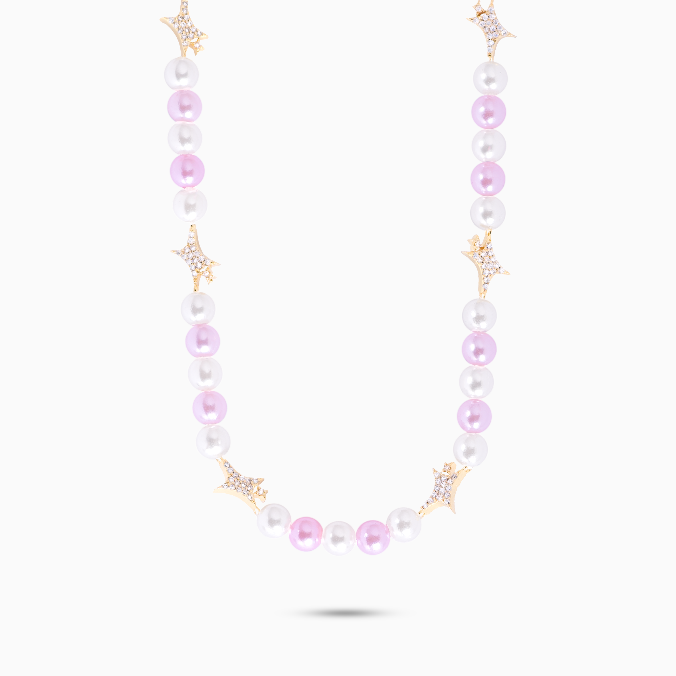 Signature Gold Beaded Chain - White and Pink