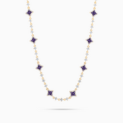 Gold Flower Tennis Chain - Purple Stones