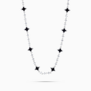 Chaîne Flower Tennis Argentée - Motif Noir