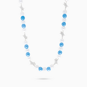 Signature Silver Beaded Chain - White and Blue