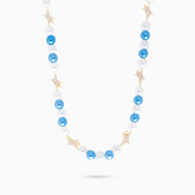 Signature Gold Beaded Chain - White and Blue
