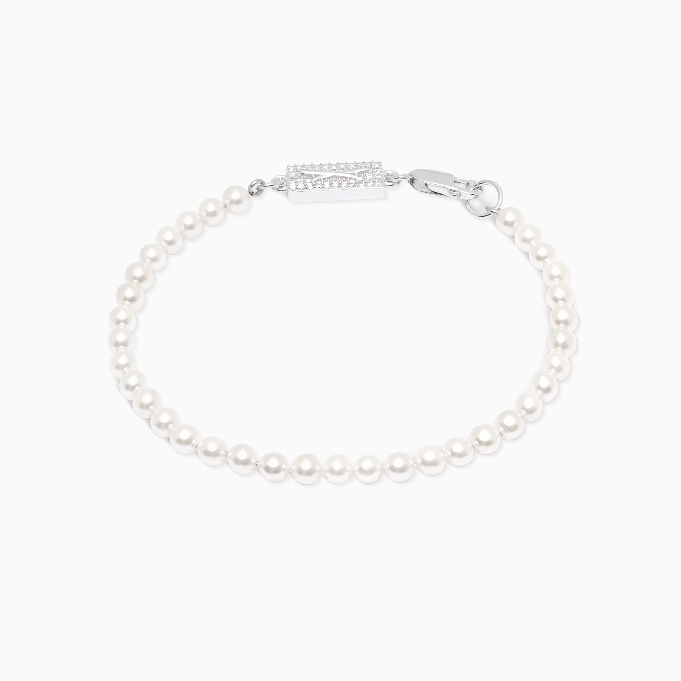 Bracelet perlé 4 mm argenté