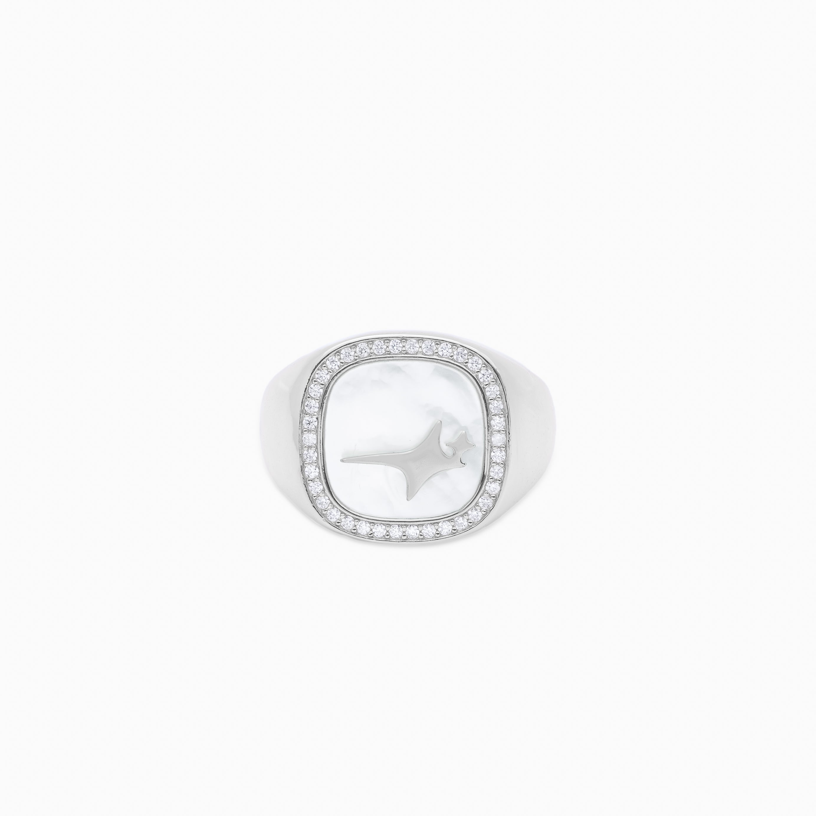 Iced Raw Silver Ring - White Pattern