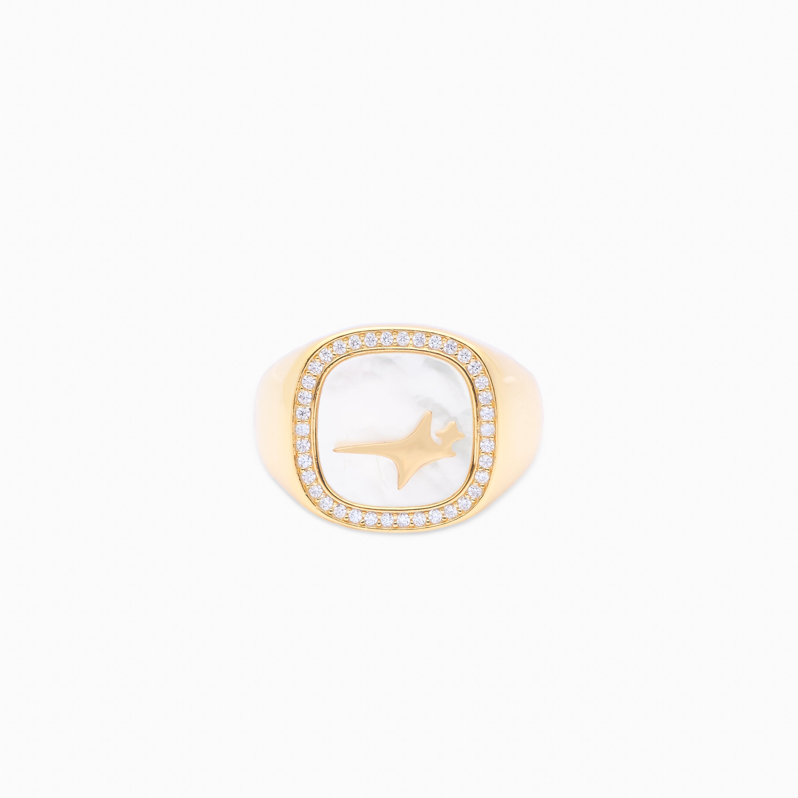 Iced Raw Gold Ring - White Pattern