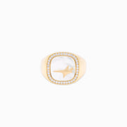 Iced Raw ring Doré - Motif Blanc