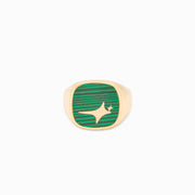 Raw Ring Dorée - Motif Vert