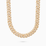 Gold prong link chain, 12 mm