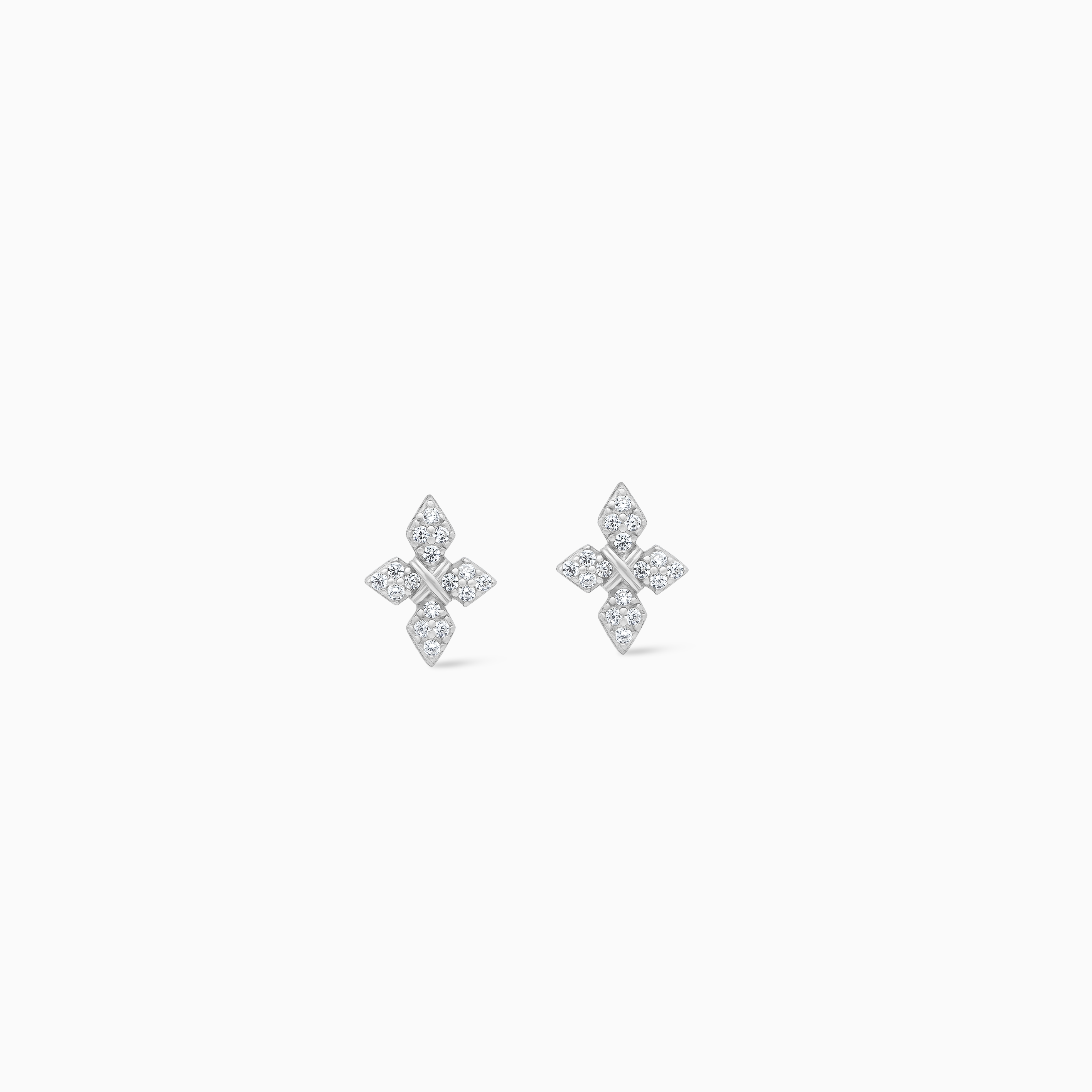 Iced Crossed Star Studs - Argenté