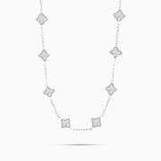 Silver Flower Cable Chain - White Pattern