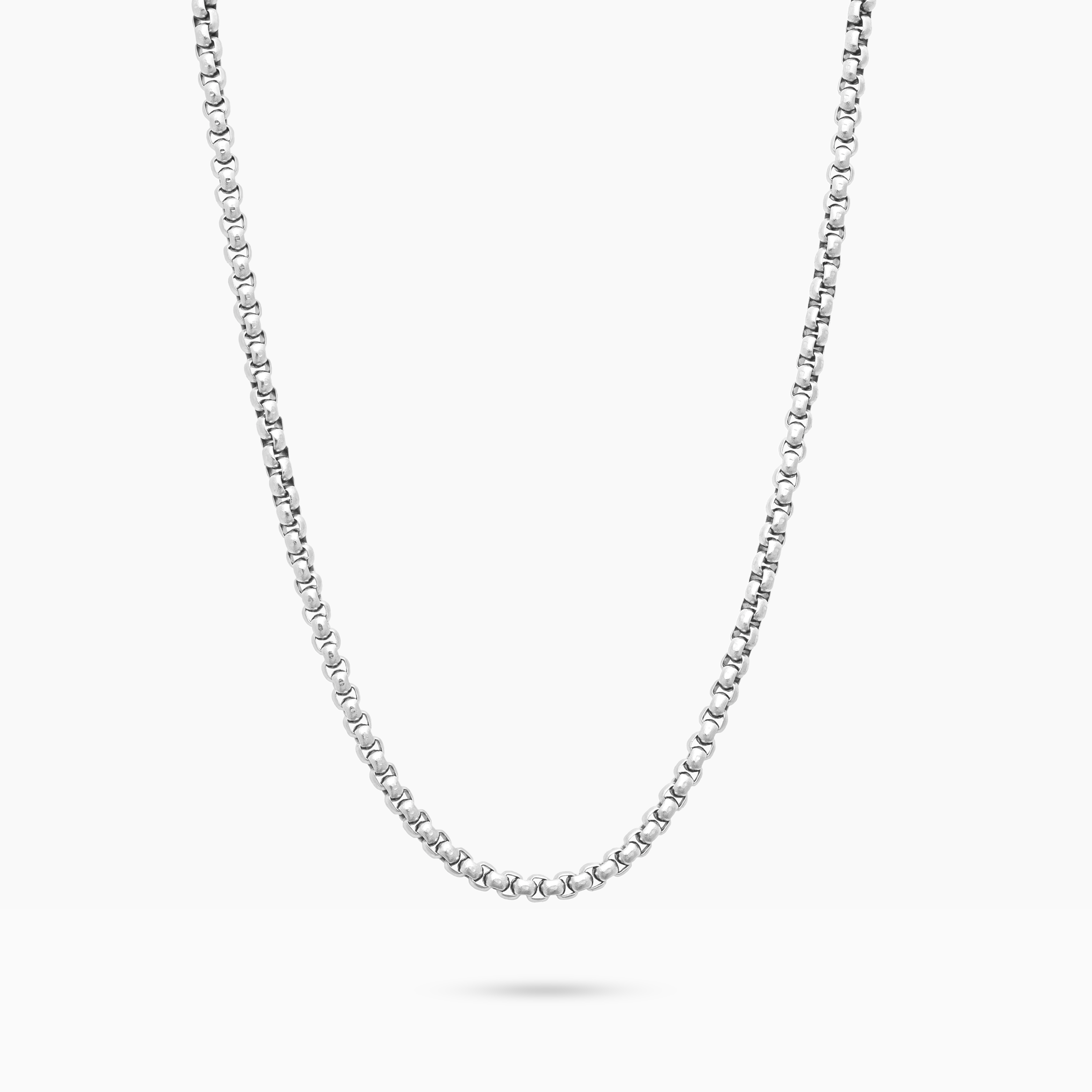 Silver round box chain, 2.5 mm