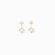 Gold Stars &amp; Flowers earrings - White pattern 