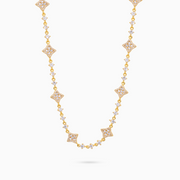 Gold Flower Tennis Chain - White Stones