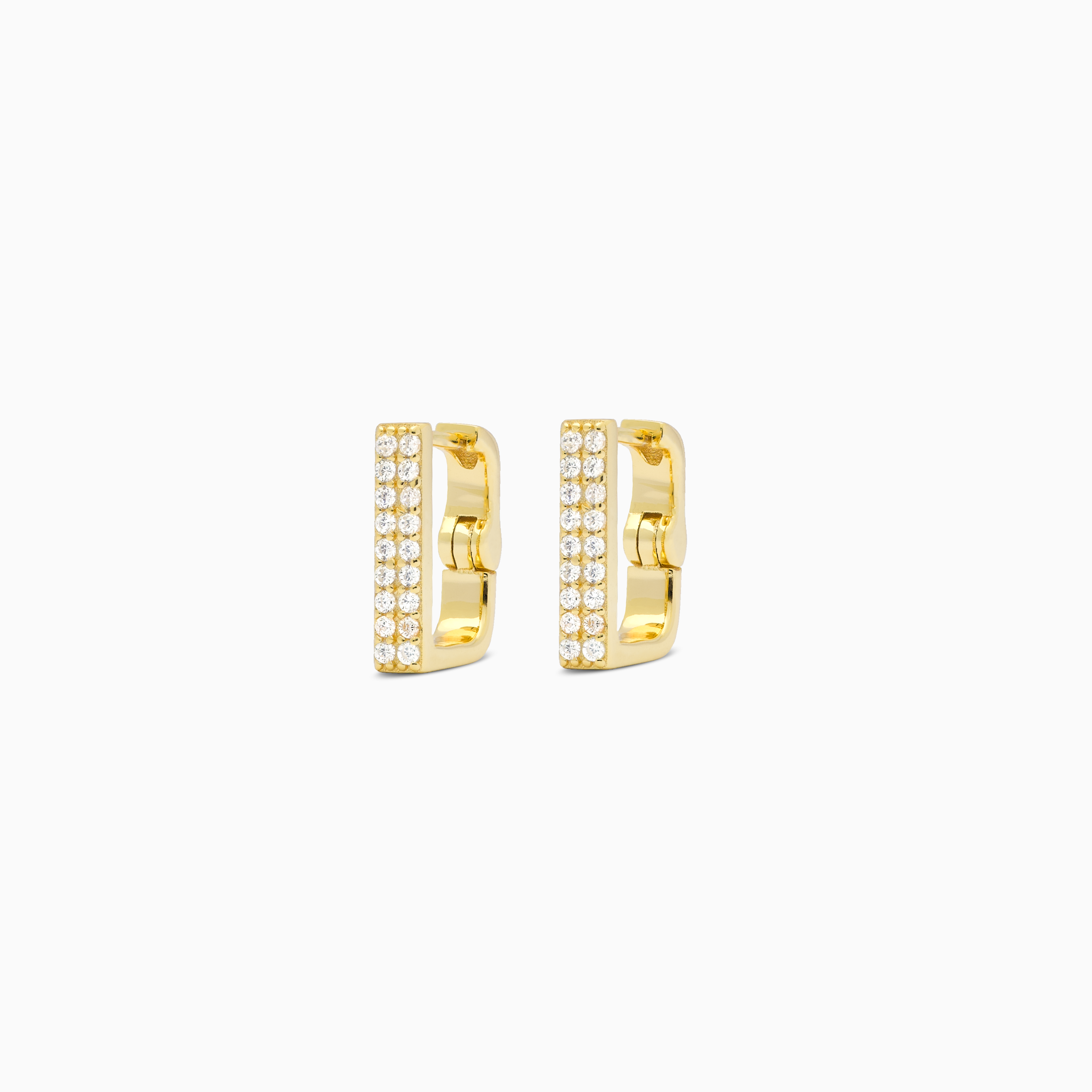 Gold-plated square earrings