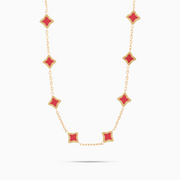 Gold Flower Cable Chain - Red Pattern